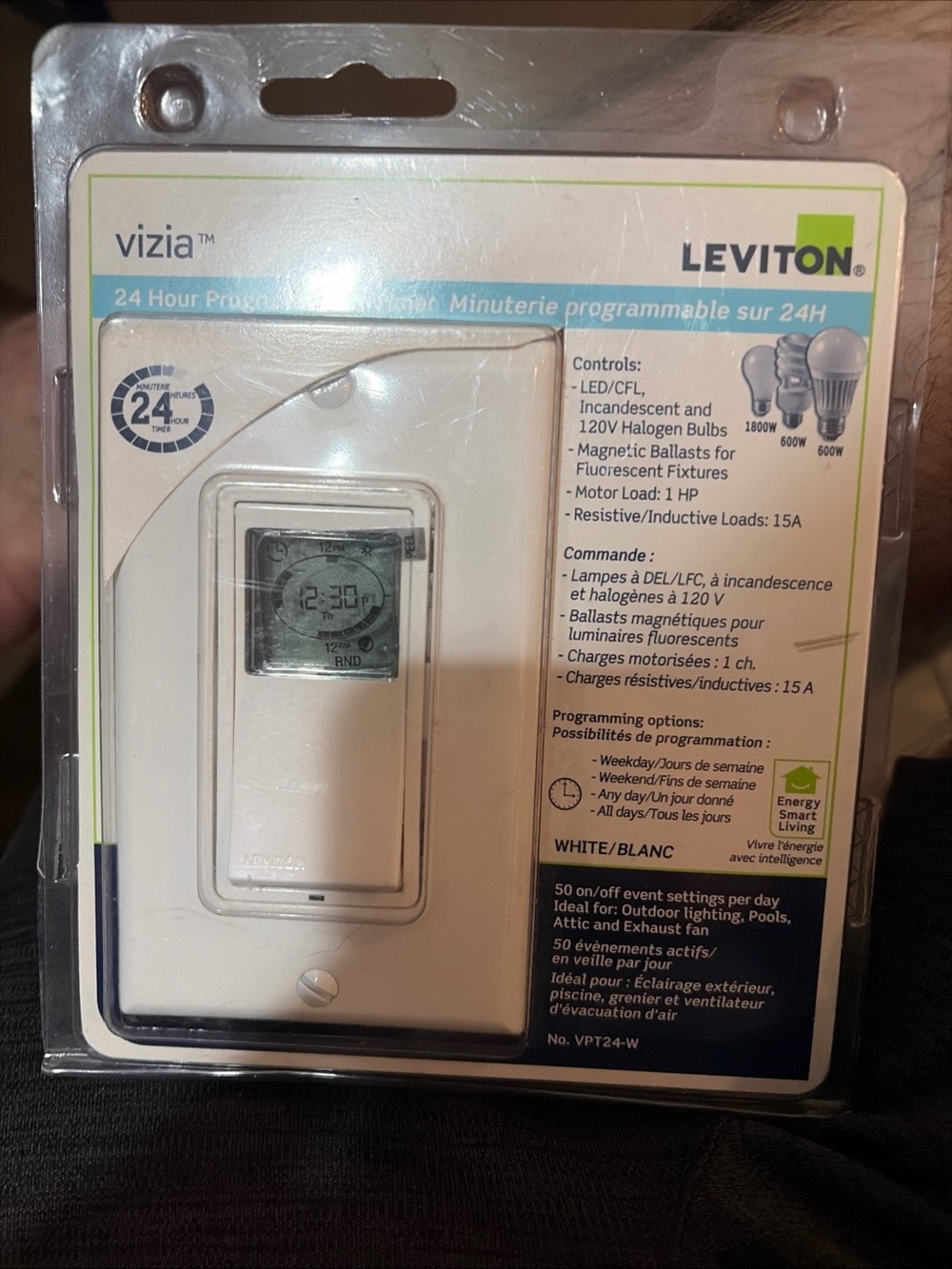Leviton Vizia 24-Hour Programmable Timer Switch - White